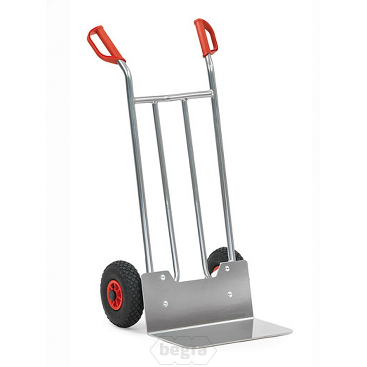 Aluminium steekwagen 150 kg 1150 mm met rubberbanden, extra grote schep