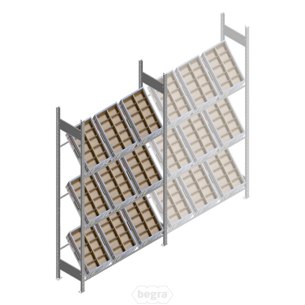 Bakkenstelling HD met 3 niveaus bakken 2000x1300x400mm (hxbxd) beginsectie
