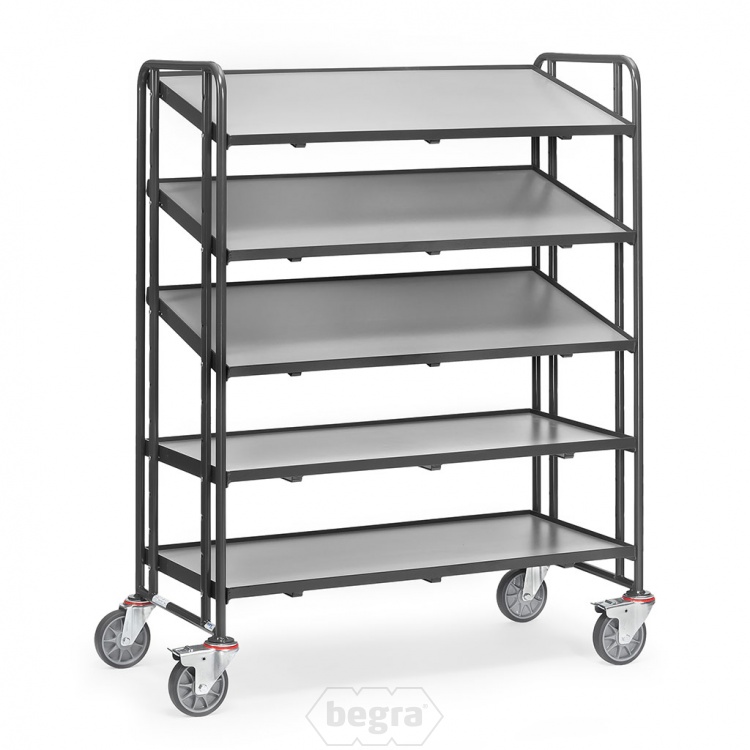 Bakkenwagen 300 kg met 5 houten etages 1240x610 antraciet