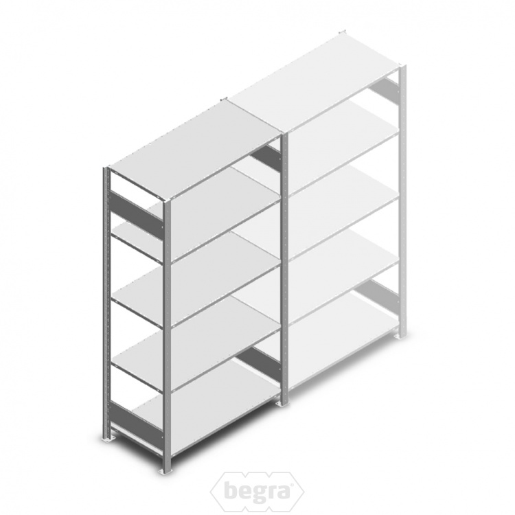 Deels gebruikte legbordstelling Heavy Duty 2200x1300x500mm (hxbxd) 5 niveaus 150 kg beginsectie