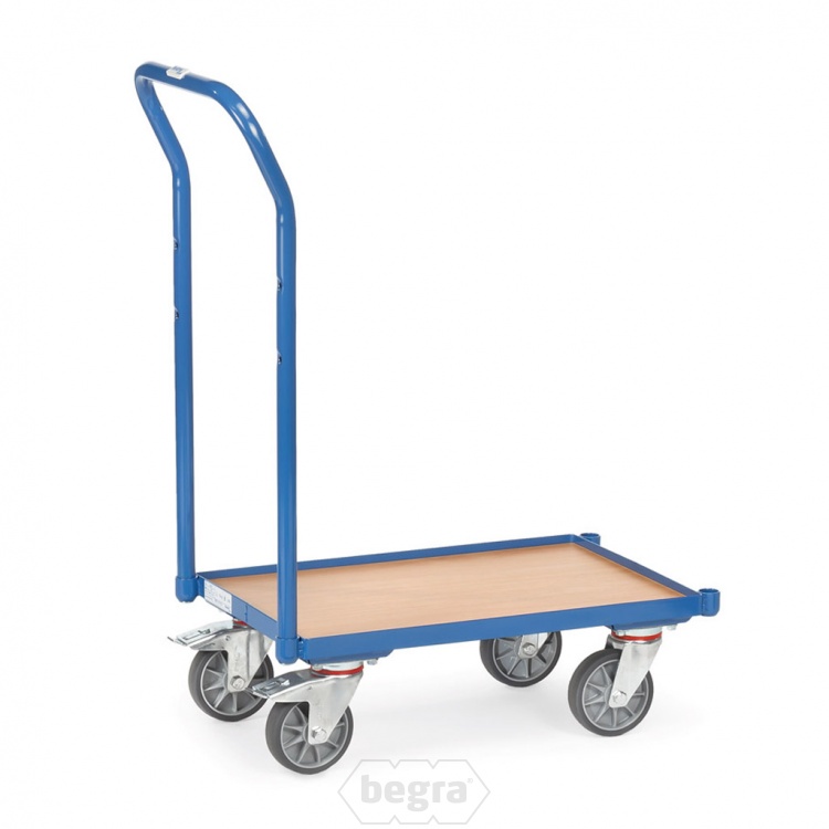 Eurobakken rolplateau 250 kg 605x405 met bodemplaat ,opstaande rand en duwbeugel 