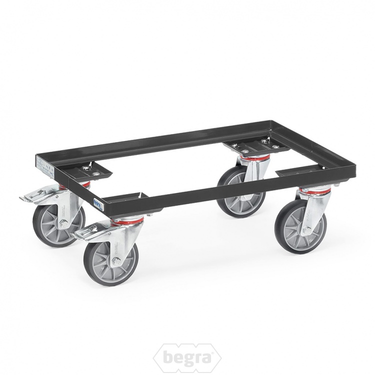 Eurobakken rolplateau 250 kg 605x405 met open stalen frame antraciet