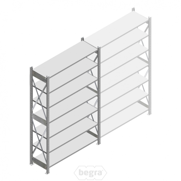 Gebruikte Dexion HI280 legbordstelling Verzinkt 3000x1280x400mm (hxbxd) 7 niveaus beginsectie