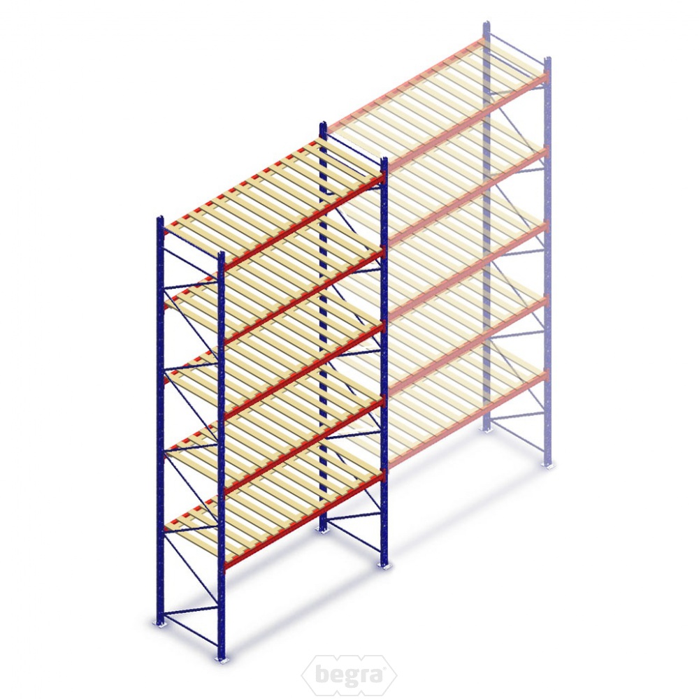 Gebruikte JH Esmena palletstelling 6500x2700x900mm (hxbxd) 5 niveaus beginsectie