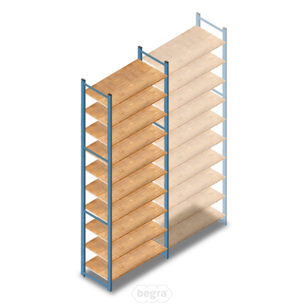Gebruikte legbordstelling Lundia 2885x1000x500mm (hxbxd) 10 niveaus beginsectie