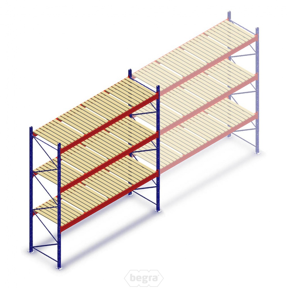 Gebruikte Ramada palletstelling 4500x3600x1000 mm (hxbxd) - 3 niveaus incl. vlonders beginsectie
