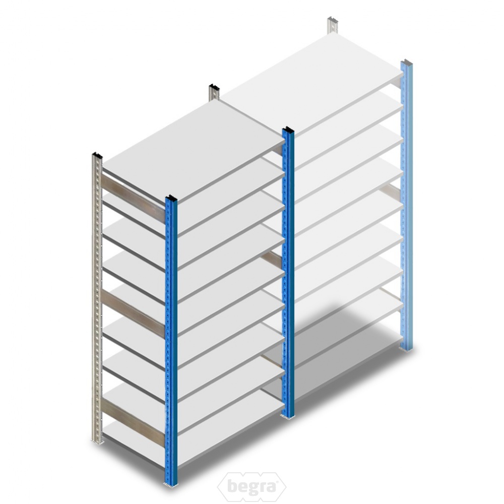 Gebruikte Schaefer R3000 legbordstelling 2500x970x600mm (hxbxd) 9 niveaus beginsectie