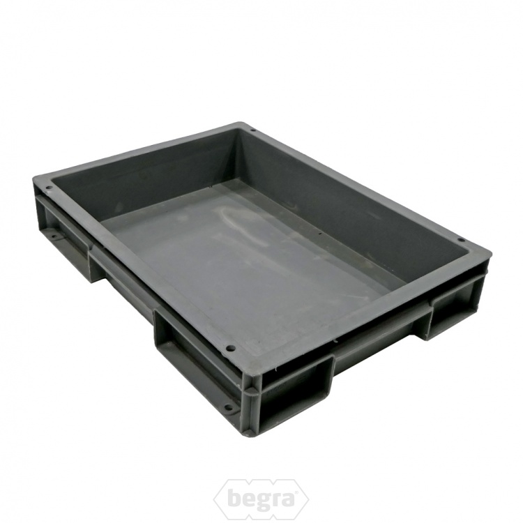 Gebruikte stapelbare magazijnbak 400x300x72mm (lxbxh) antraciet