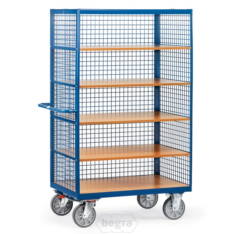 Kastwagen 750 kg 1200x780 met 5 etages en draadgaas wanden