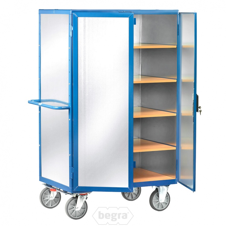 Kastwagen 750 kg 1200x780 met 5 etages, verzinkt staalplaat en spanjoletsluiting