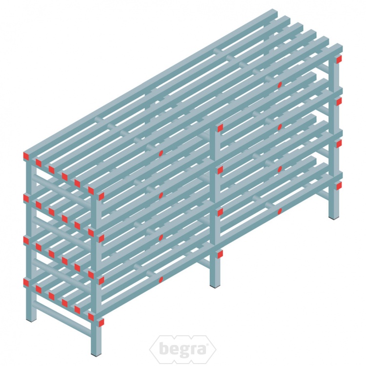 Kunststof stelling, rek 1150x2000x600, 4 niveaus