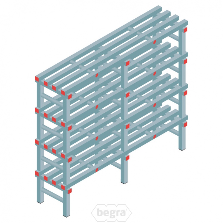 Kunststof stelling, rek 1300x1500x400, 4 niveaus