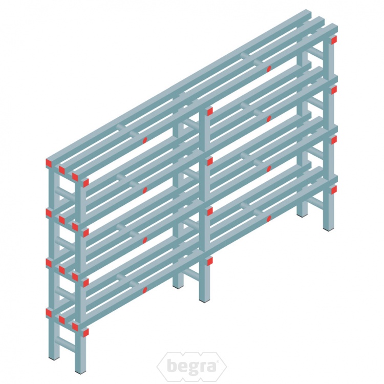 Kunststof stelling, rek 1300x2000x300, 4 niveaus