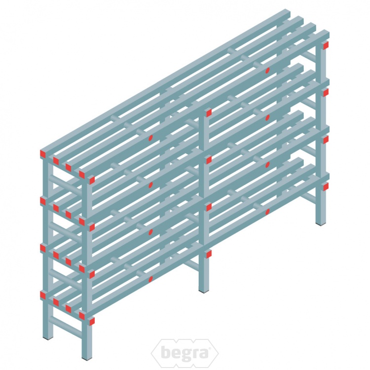 Kunststof stelling, rek 1300x2000x400, 4 niveaus