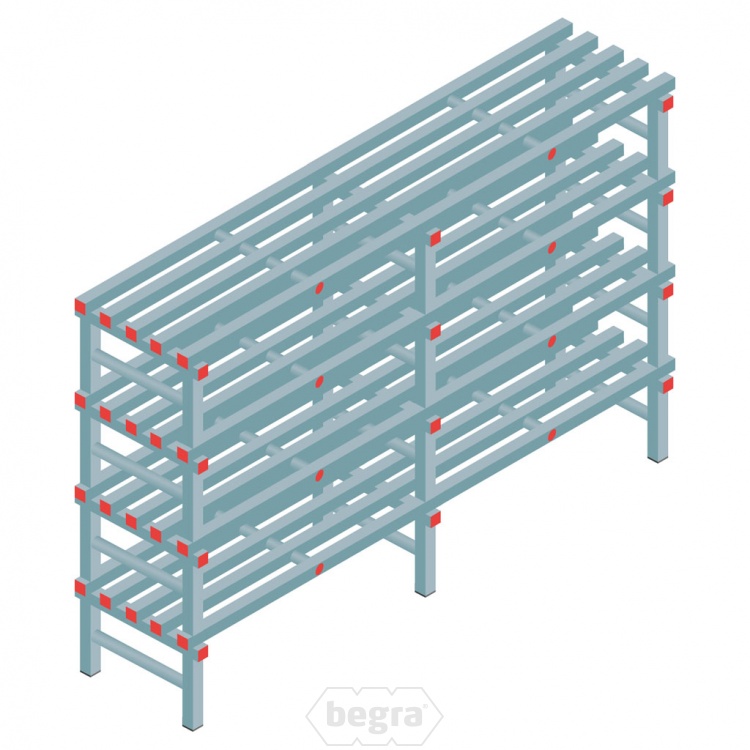 Kunststof stelling, rek 1300x2000x500, 4 niveaus