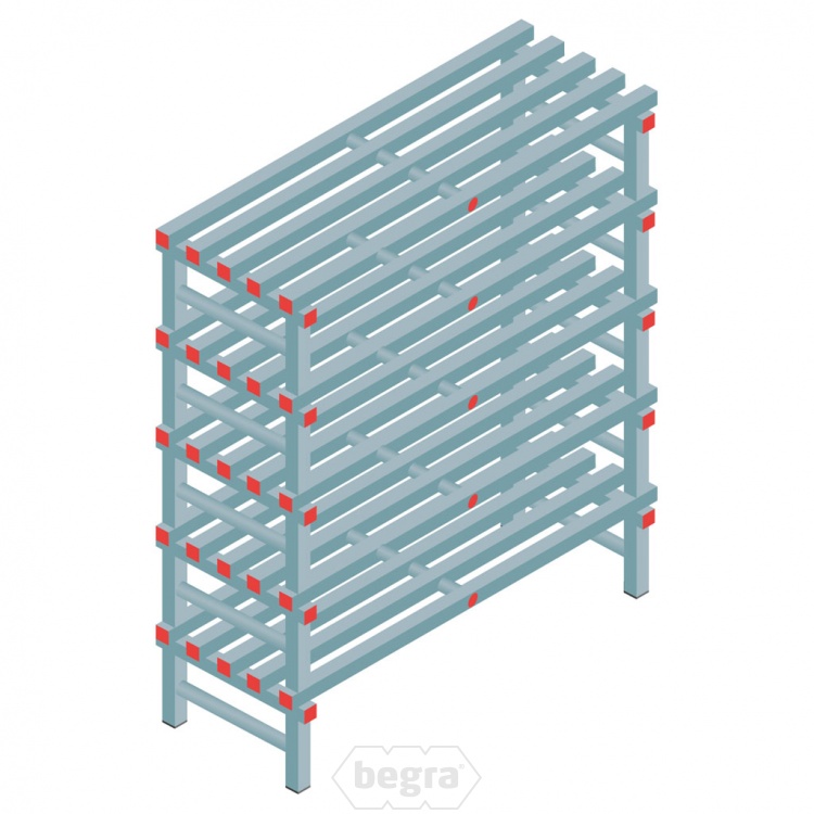 Kunststof stelling, rek 1450x1200x500, 5 niveaus