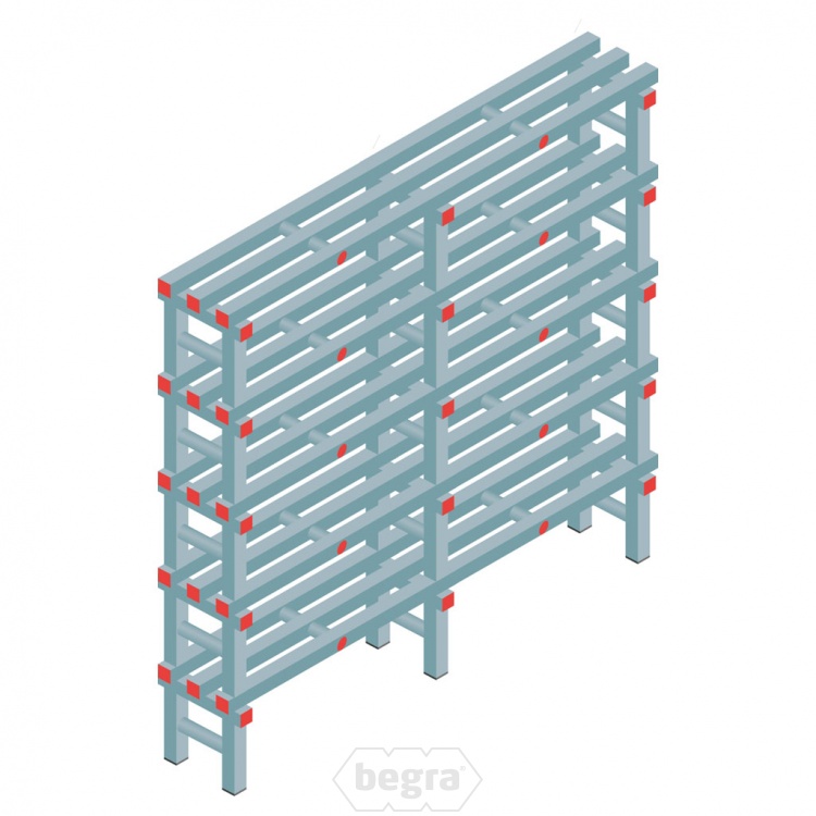 Kunststof stelling, rek 1450x1500x300, 5 niveaus