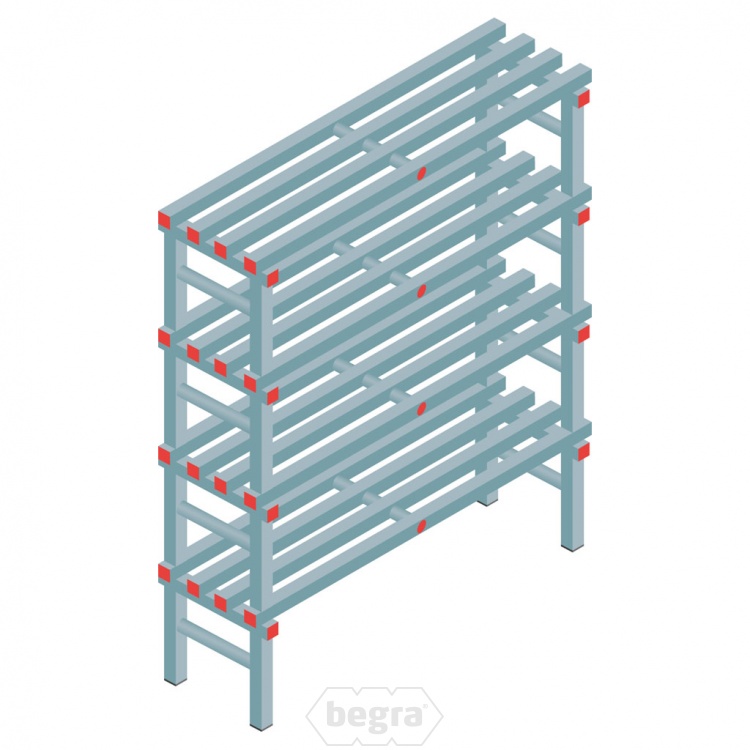 Kunststof stelling, rek 1450x1500x400, 4 niveaus