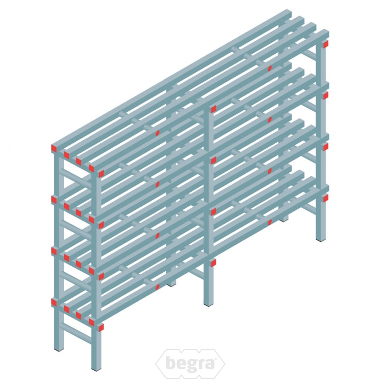 Kunststof stelling, rek 1450x2000x400, 4 niveaus