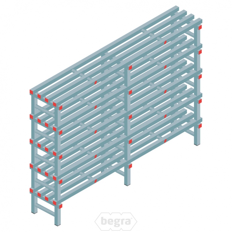 Kunststof stelling, rek 1450x2000x400, 5 niveaus