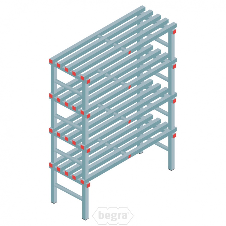 Kunststof stelling, rek 1600x1200x500, 4 niveaus