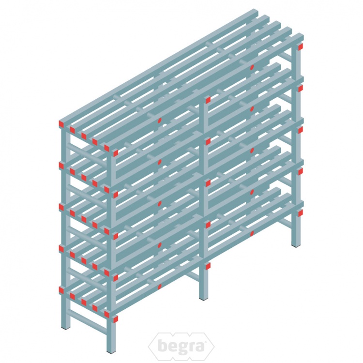 Kunststof stelling, rek 1650x1800x500, 5 niveaus