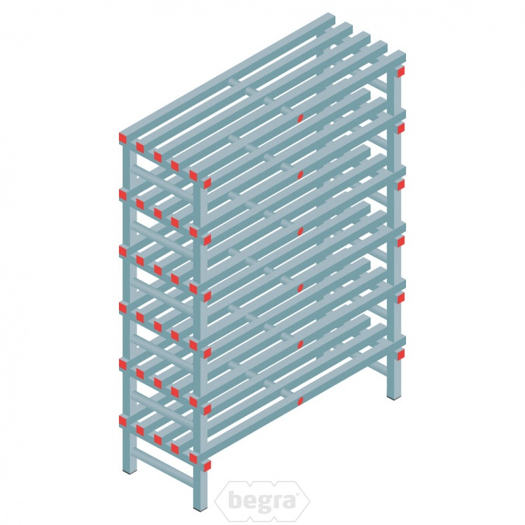 Kunststof stelling, rek 1750x1200x500, 6 niveaus