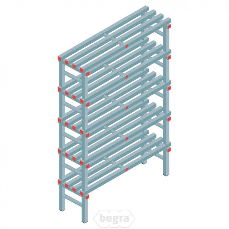 Kunststof stelling, rek 1850x1200x400, 5 niveaus