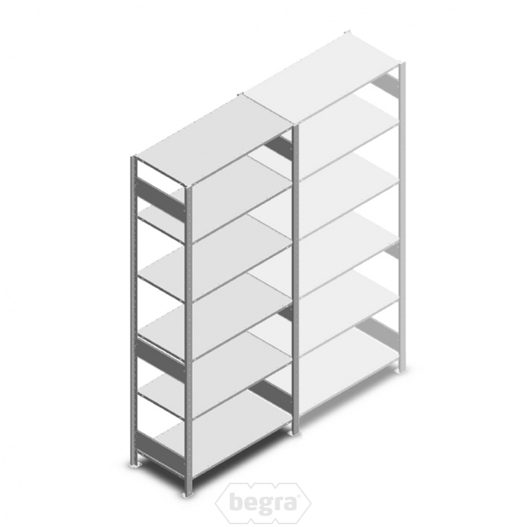 Legbordstelling Heavy Duty 2500x1000x500, 6 niveaus metaal verzinkt, 250 kg beginsectie