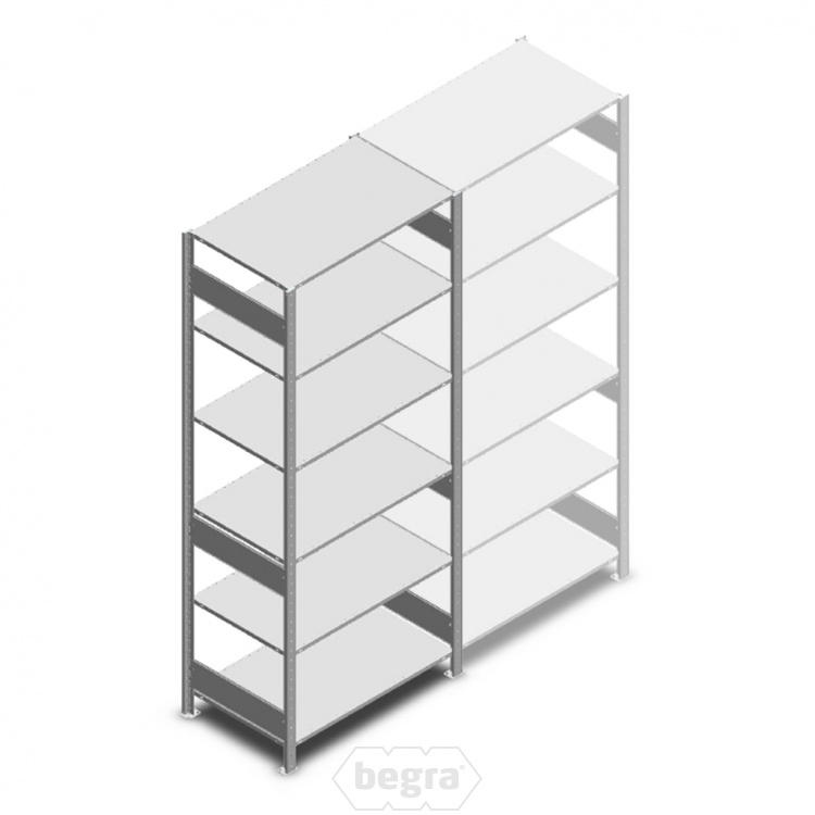 Legbordstelling Heavy Duty 2500x1000x600, 6 niveaus metaal verzinkt, 150 kg beginsectie
