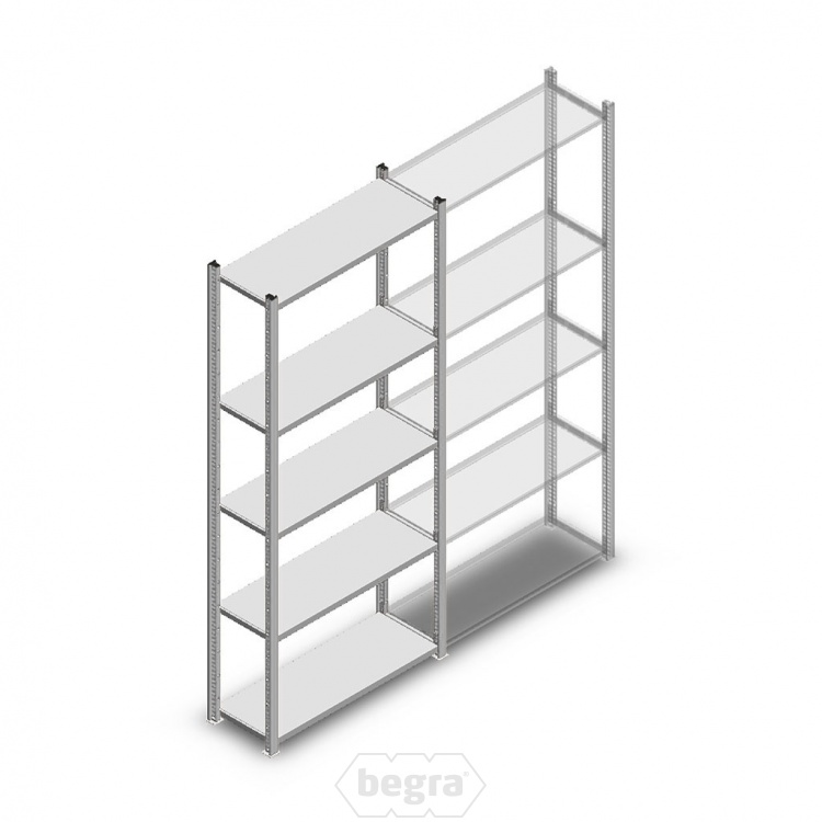 Legbordstelling Light Duty 2000x850x300, 5 niveaus metaal verzinkt, 60 kg beginsectie