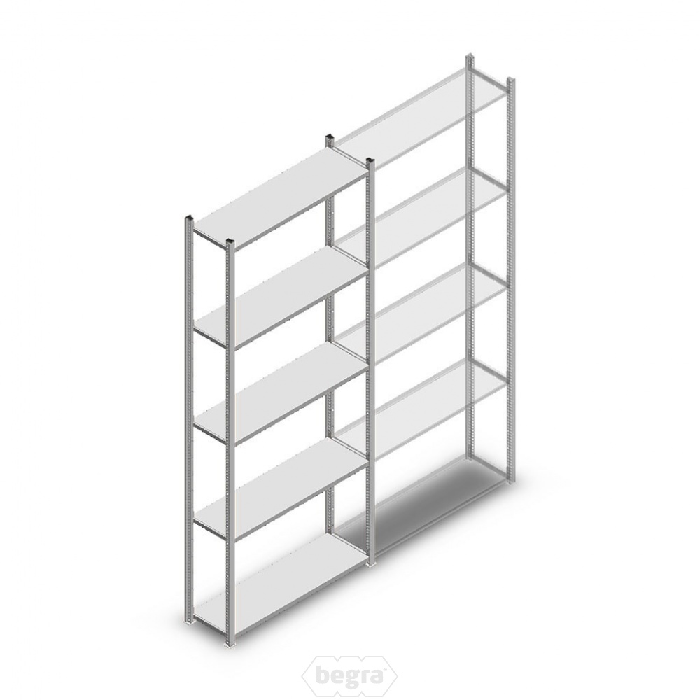 Legbordstelling Light Duty 2500x1000x300, 5 niveaus metaal verzinkt, 40 kg beginsectie