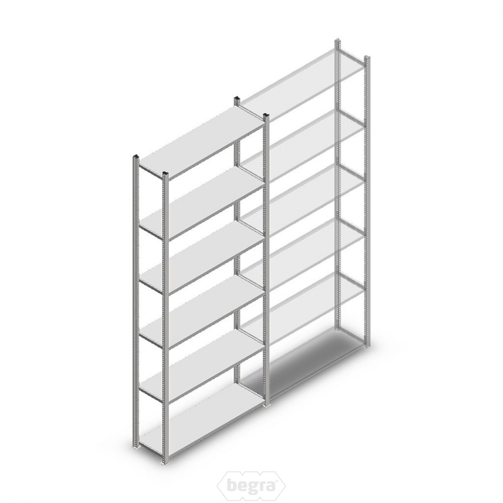 Legbordstelling Light Duty 2500x1000x300, 6 niveaus metaal verzinkt, 40 kg beginsectie