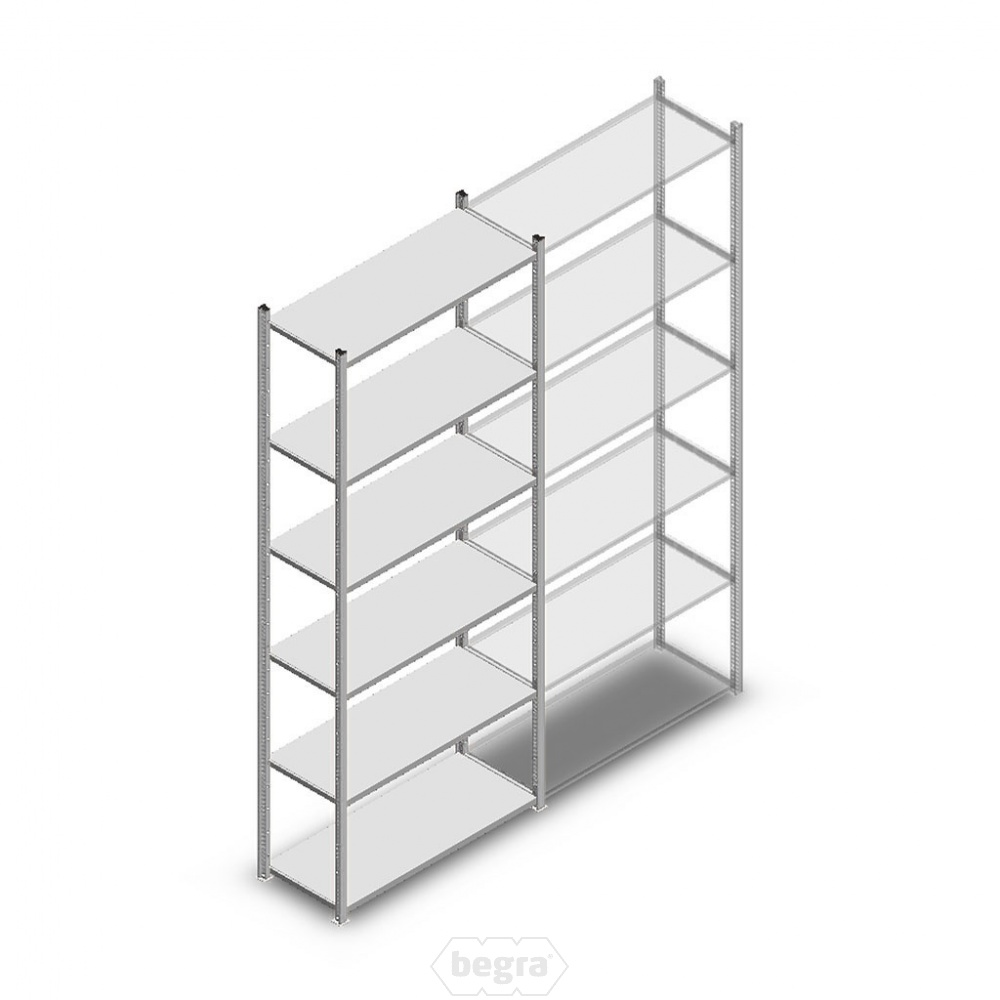 Legbordstelling Light Duty 2500x1000x400, 6 niveaus metaal verzinkt, 120 kg beginsectie