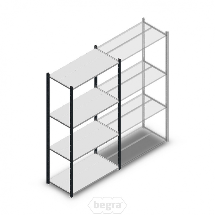 Legbordstelling Medium Duty 2000x1000x500, 4 niveaus metaal antraciet, 70 kg beginsectie