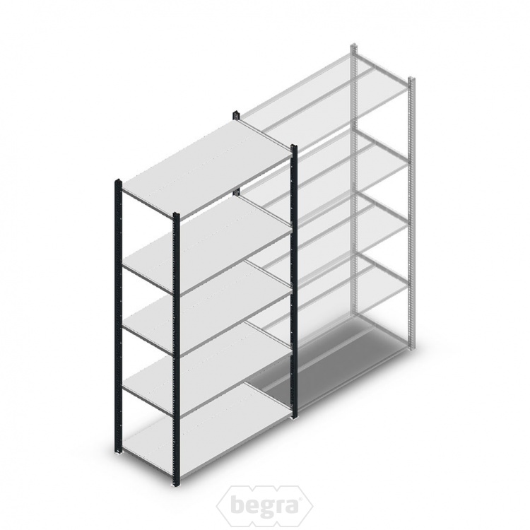 Legbordstelling Medium Duty 2000x1000x500, 5 niveaus metaal antraciet, 70 kg beginsectie