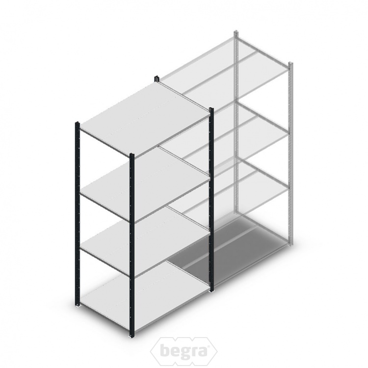Legbordstelling Medium Duty 2000x1000x700, 4 niveaus metaal antraciet, 180 kg beginsectie