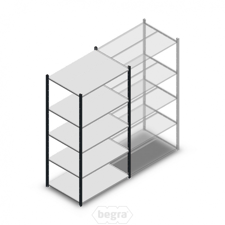 Legbordstelling Medium Duty 2000x1000x700, 5 niveaus metaal antraciet, 180 kg beginsectie