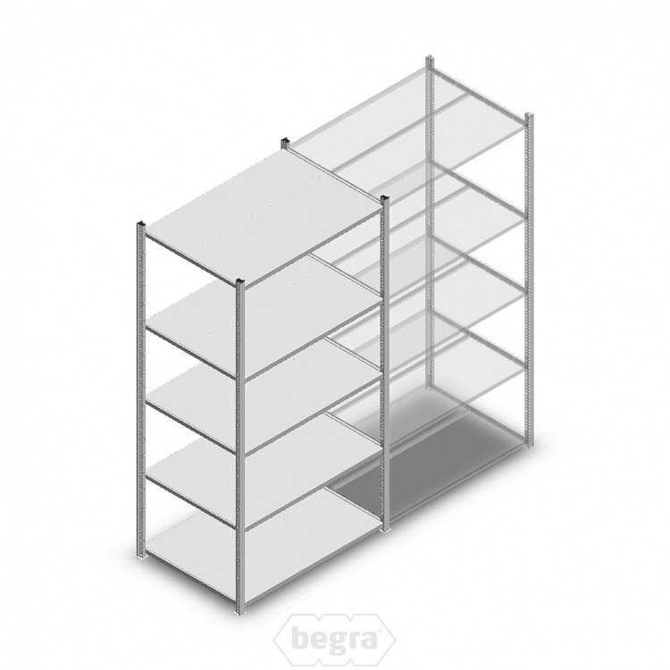 Legbordstelling Medium Duty 2000x1000x700, 5 niveaus metaal verzinkt, 180 kg beginsectie