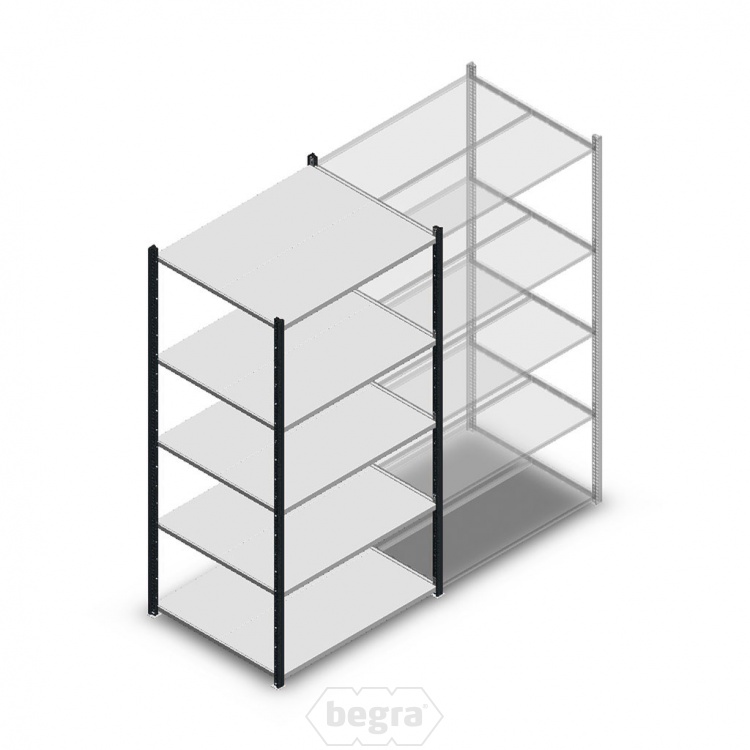 Legbordstelling Medium Duty 2000x1000x800, 5 niveaus metaal antraciet, 180 kg beginsectie