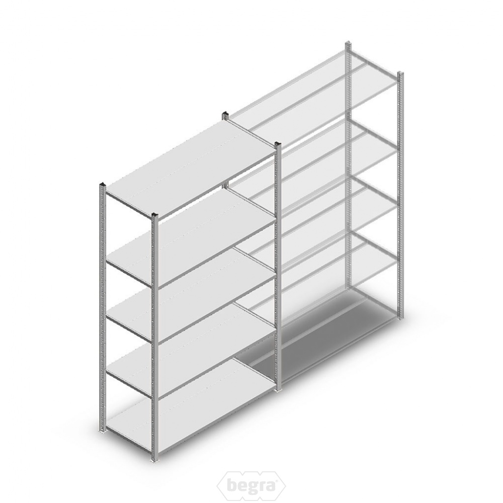 Legbordstelling Medium Duty 2000x1150x500 (hxbxd) 5 niveaus metaal verzinkt 160 kg beginsectie