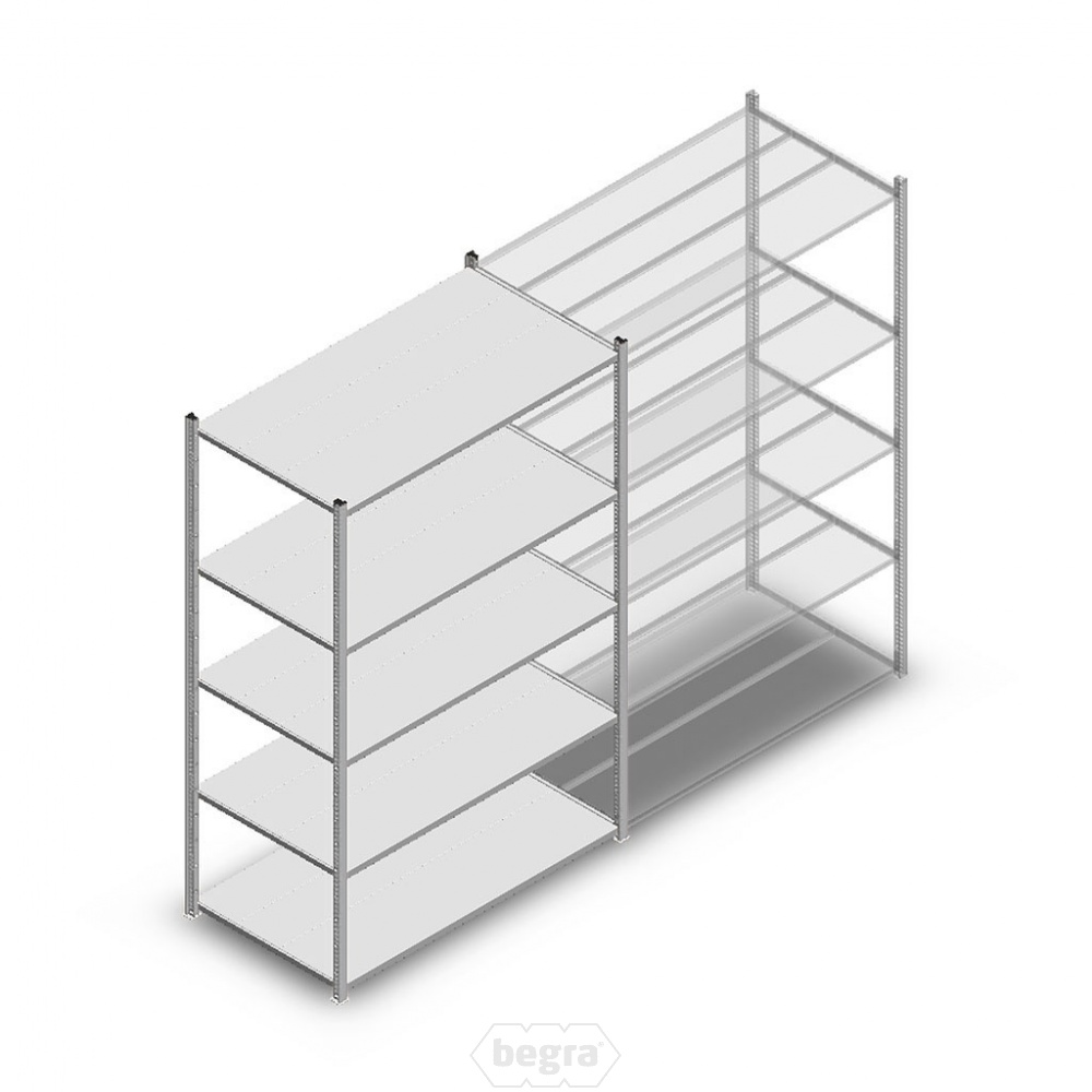 Legbordstelling Medium Duty 2000x1300x700 (hxbxd) 5 niveaus metaal verzinkt 190 kg beginsectie