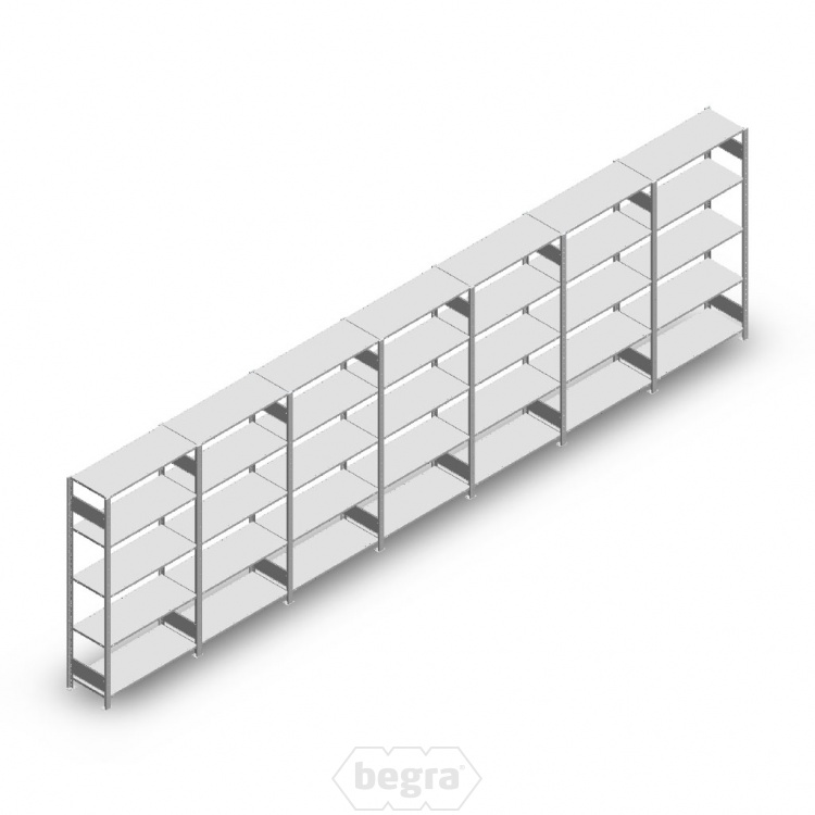 Voordeelrij Legbordstelling Heavy Duty 2000x7000x400, 5 niveaus metaal verzinkt 250 kg