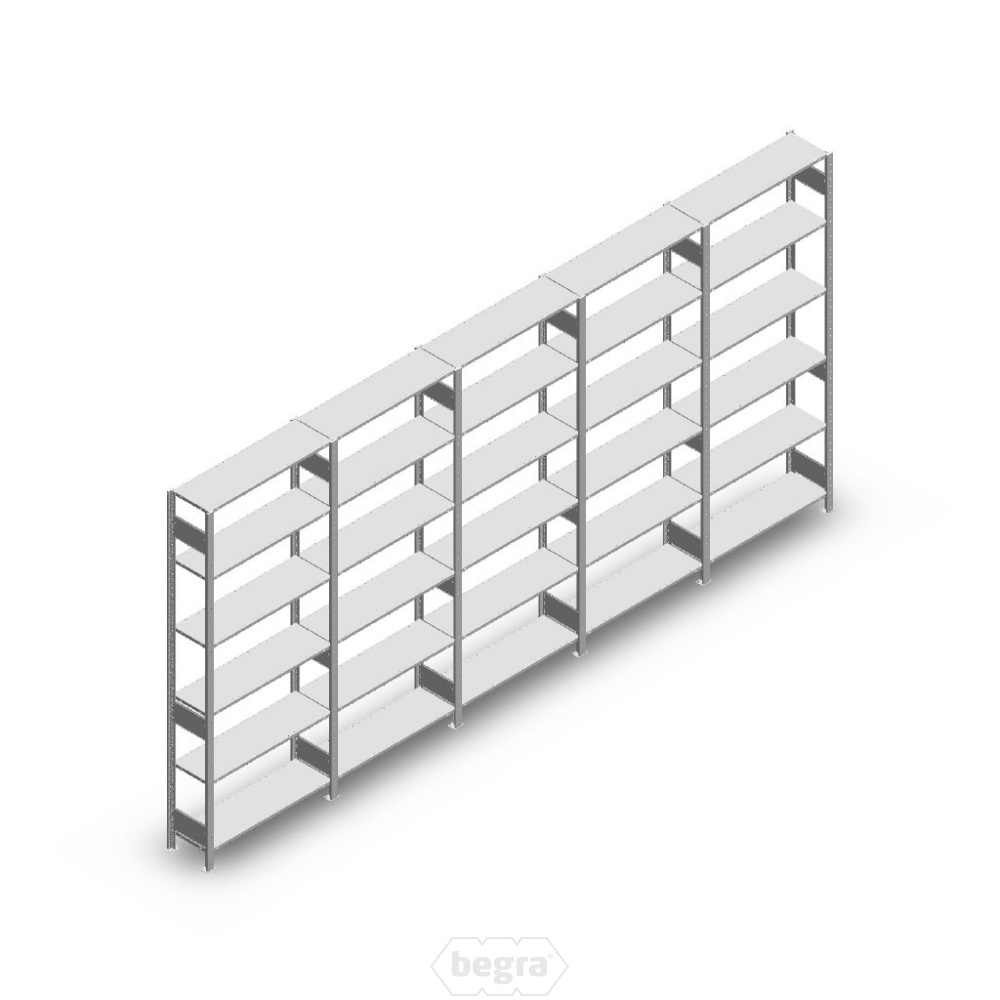 Voordeelrij Legbordstelling Heavy Duty 2500x5000x300, 6 niveaus metaal verzinkt 150 kg