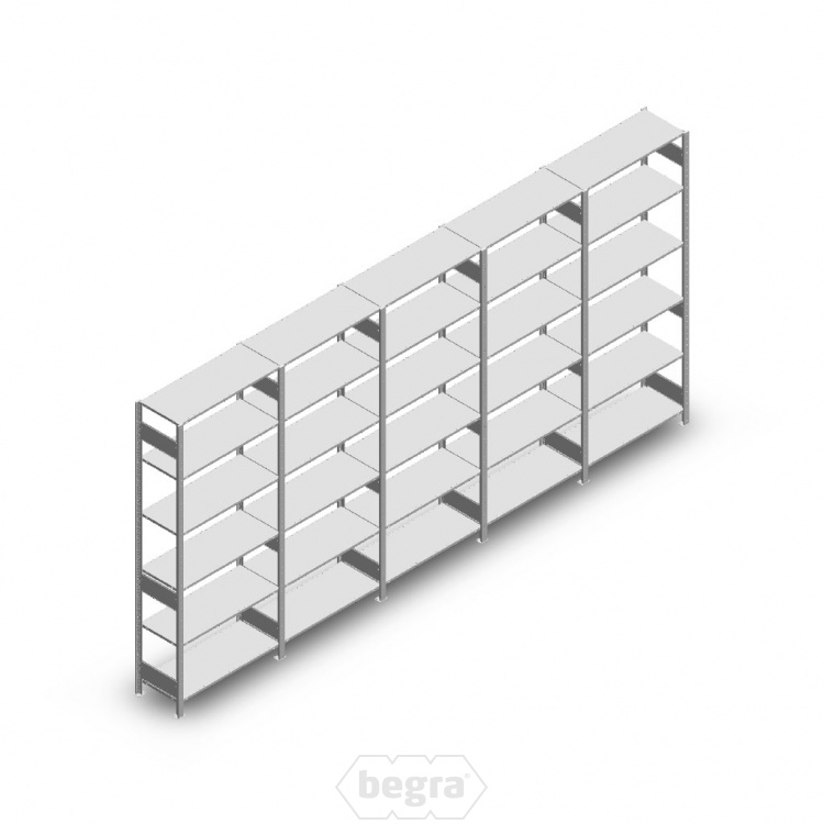 Voordeelrij Legbordstelling Heavy Duty 2500x5000x400, 6 niveaus metaal verzinkt 250 kg