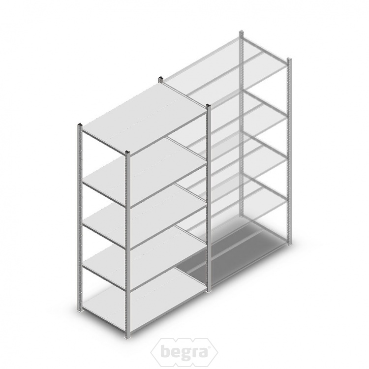 Legbordstelling Medium Duty 2000x1000x600, 5 niveaus metaal verzinkt, 180 kg beginsectie