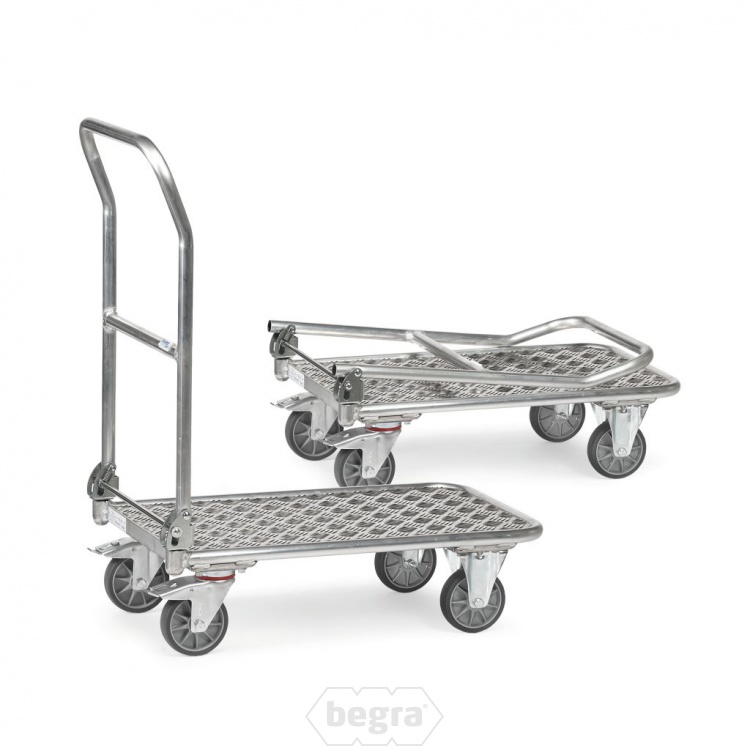 Opklapbare aluminium plateauwagen 200 kg met duwbeugel 900x600