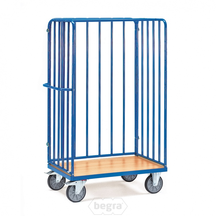 Pakketwagen, transportwagen 1000x700x1800 mm (lxbxh) 600 kg met 3 wanden met spijlen