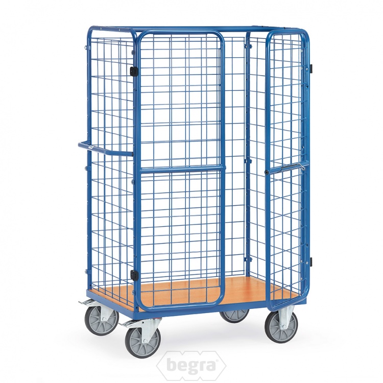 Pakketwagen, transportwagen 1200x800x1800 mm (lxbxh) 600 kg met 3 gaaswanden en vleugeldeur
