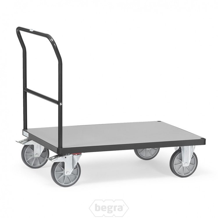 Plateauwagen, duwbeugelwagen 600 kg met duwbeugel 1000x600 antraciet